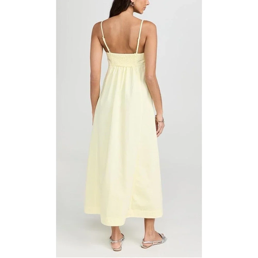 Free People Maxi Dress Women Yellow Just Jill Cotton Vacay Boho Retro Large New - Picture 3 of 12